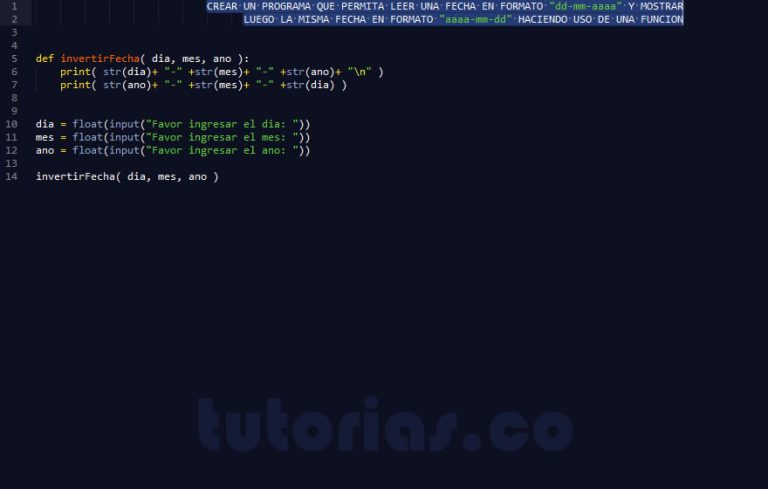 funciones python (invertir fecha) Tutorias.co