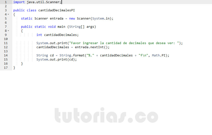 operadores java (cantidad decimales de PI) Tutorias.co