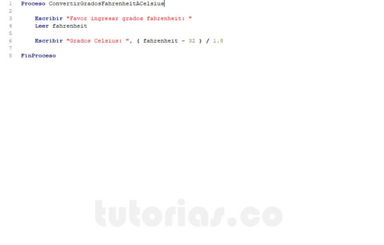 operadores pSeint (convertir grados fahrenheit a celsius) Tutorias.co