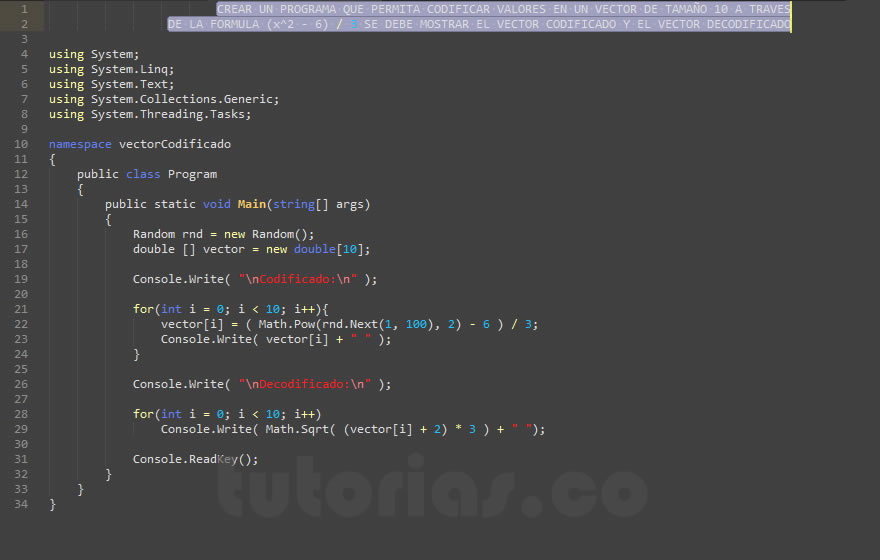 arrays visualStudio c (vector codificado) Tutorias.co