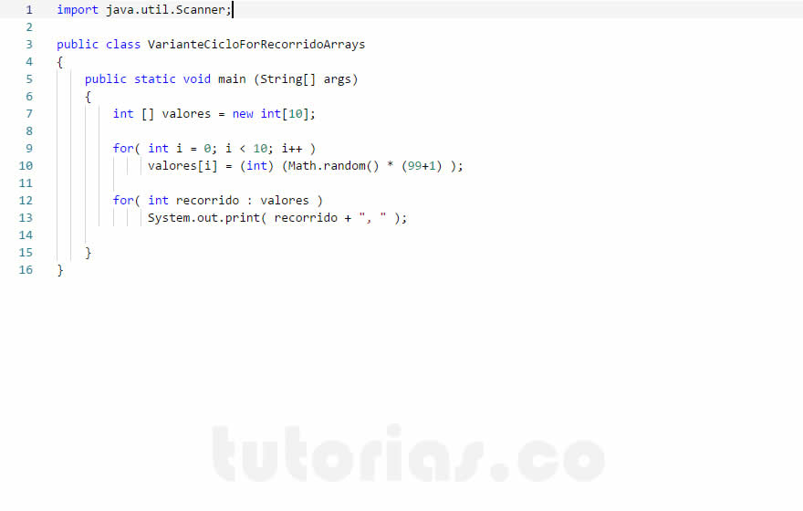 arrays java (variante ciclo foreach) Tutorias.co