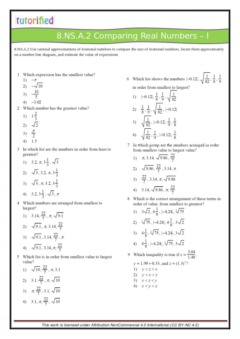 8th Grade Common Core Math Worksheets