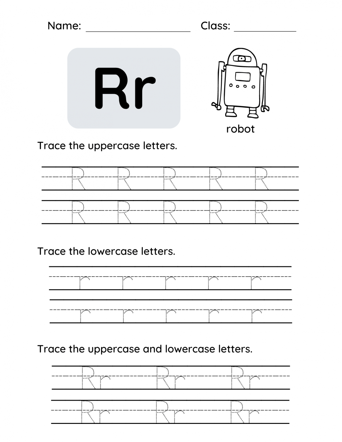 Letter R Tracing Worksheets for Toddlers and Preschool Children