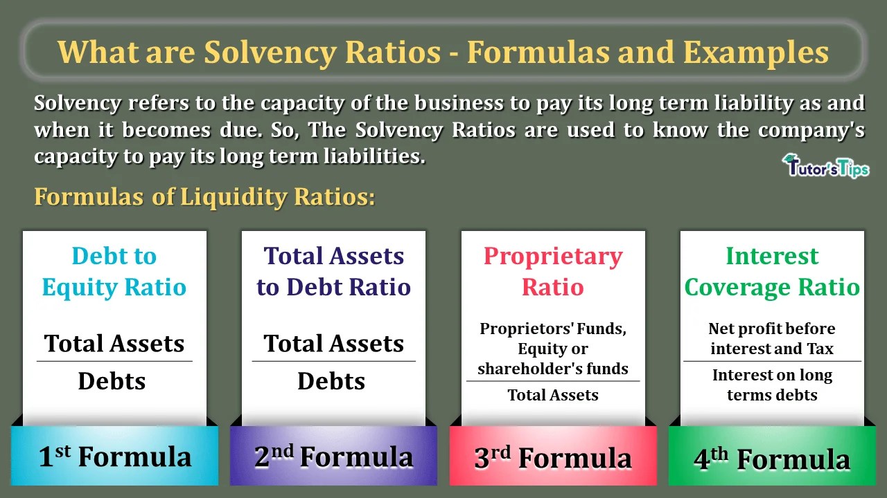 What are Solvency Ratios Formulas and Examples Tutor's Tips