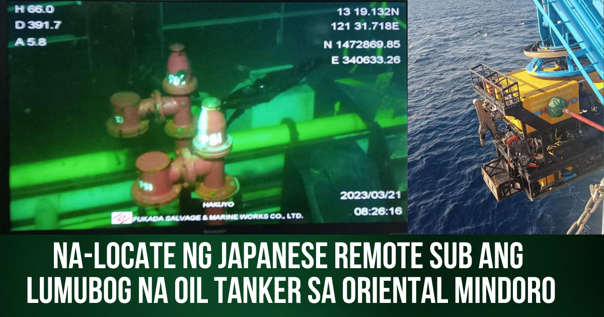 Nalocate ng Japanese remote sub ang lumubog na oil tanker sa Oriental