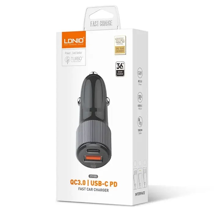LDNIO C510Q 2USB Car Charger Lightning Technology Valley