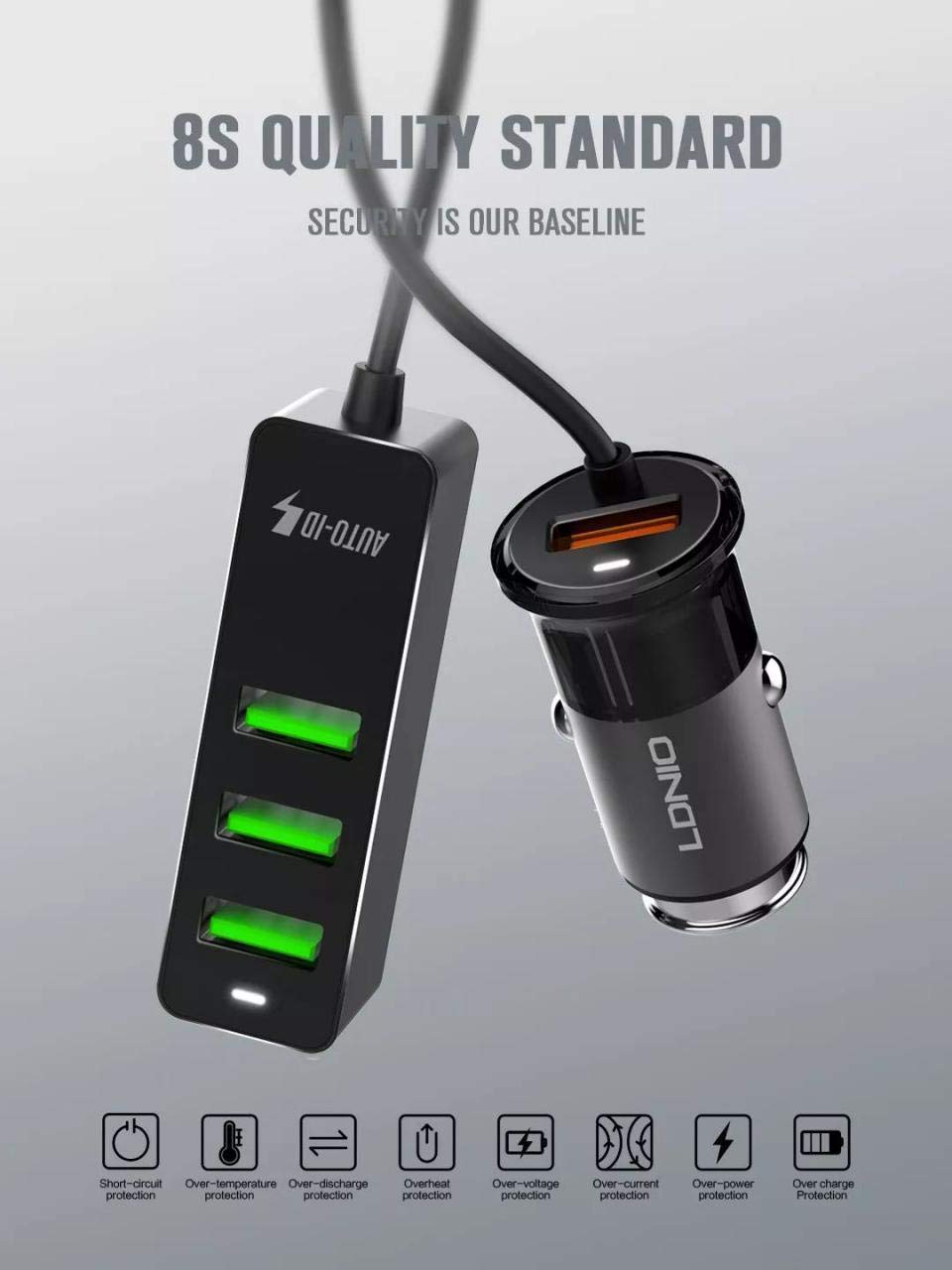 LDNIO C61 4USB Super Car Charger Black Technology Valley Technology