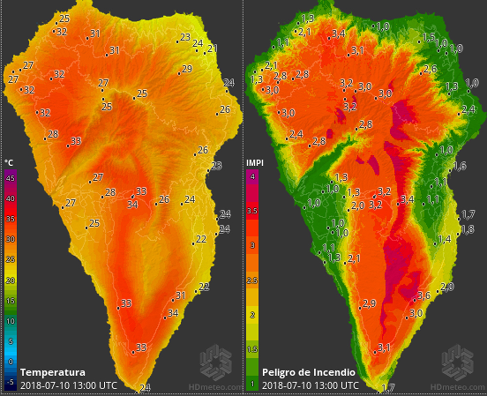 Barlovento, Fuencaliente, El Paso y Tijarafe superan los 33 grados