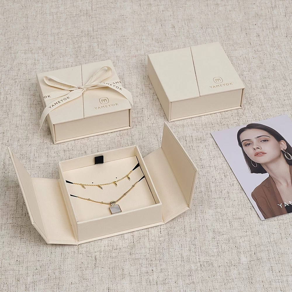 Luxury Double Door Jewelry Box with Ribbon twpackage