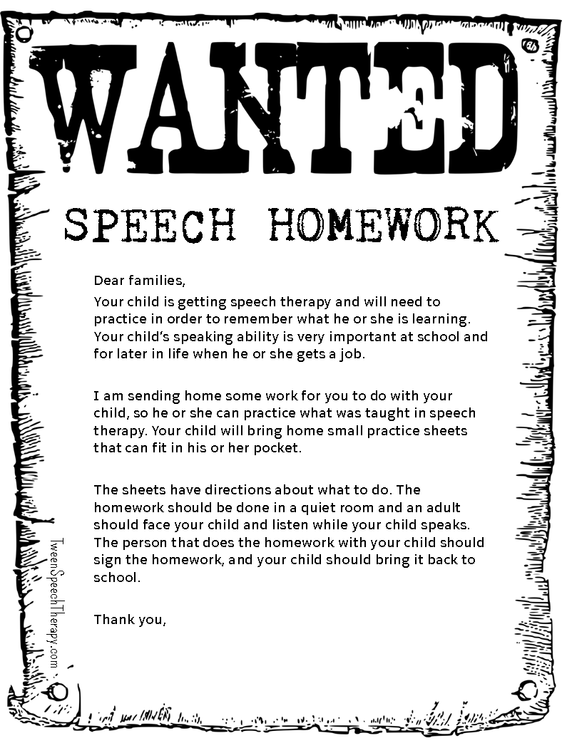 Speech Therapy Homework Makeover Tween Speech Therapy