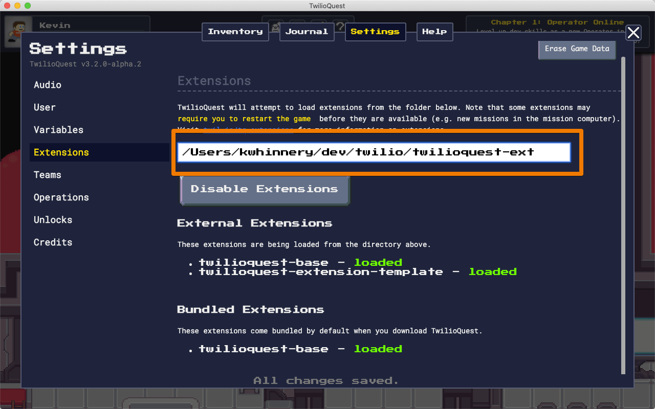 Getting Started TwilioQuest Extensions