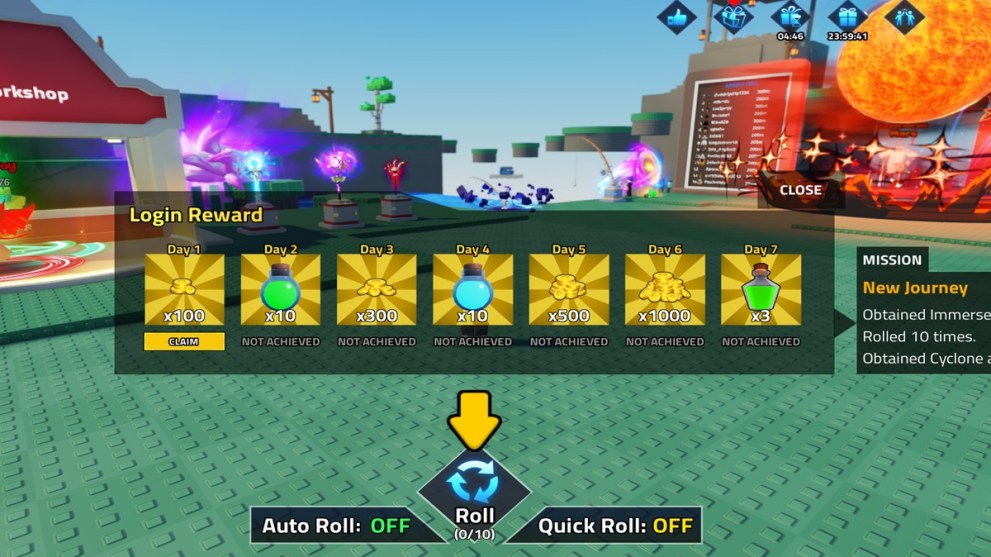 The Login rewards for Magic RNG