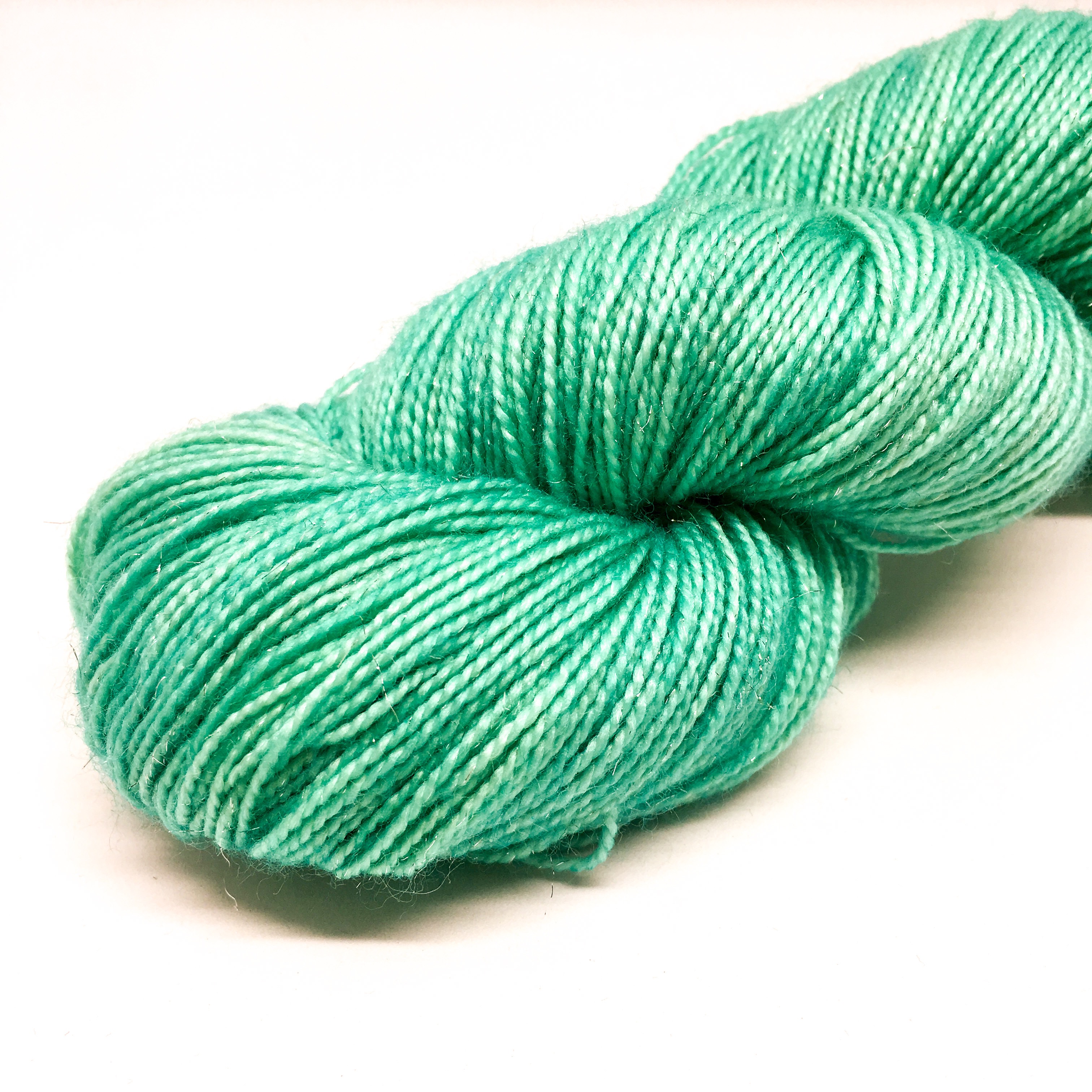 Sparkly merino sock yarn, merino nylon 4 ply, hand dyed yarn, aqua yarn