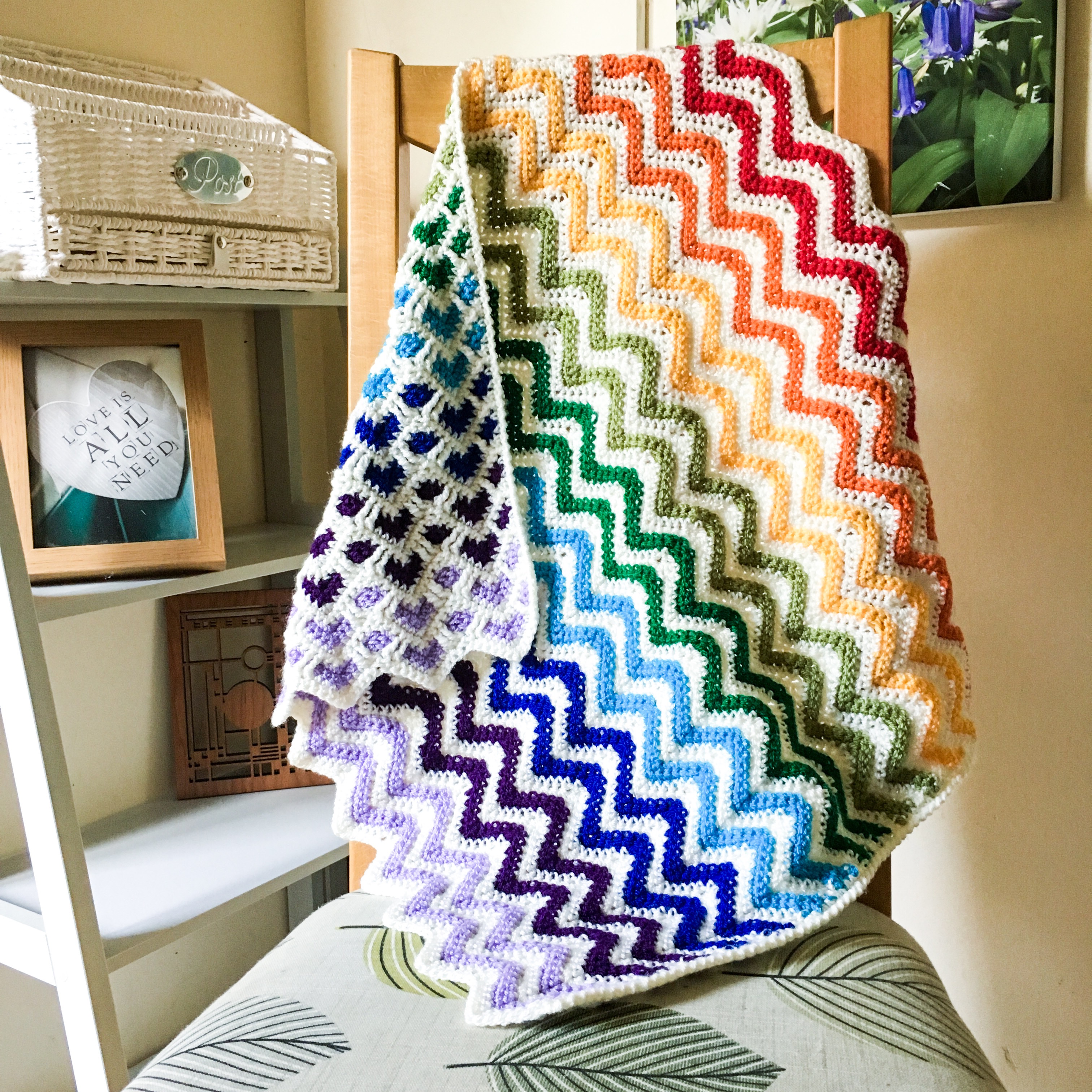 Rainbow baby heart blanket, heart pattern car seat blanket, reversible