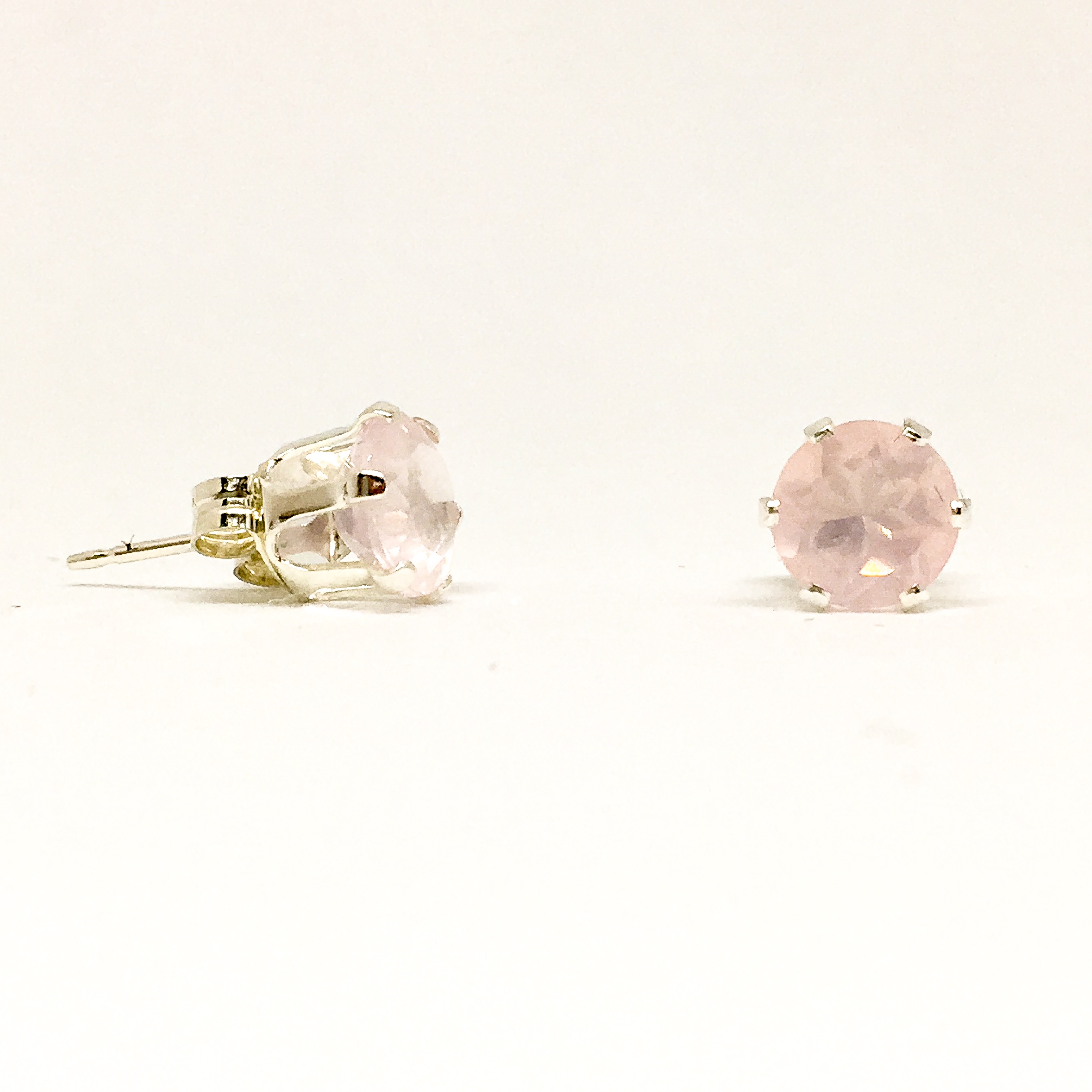 6mm Rose Quartz gemstone stud earrings, sterling silver gemstone studs Twinkly Bits
