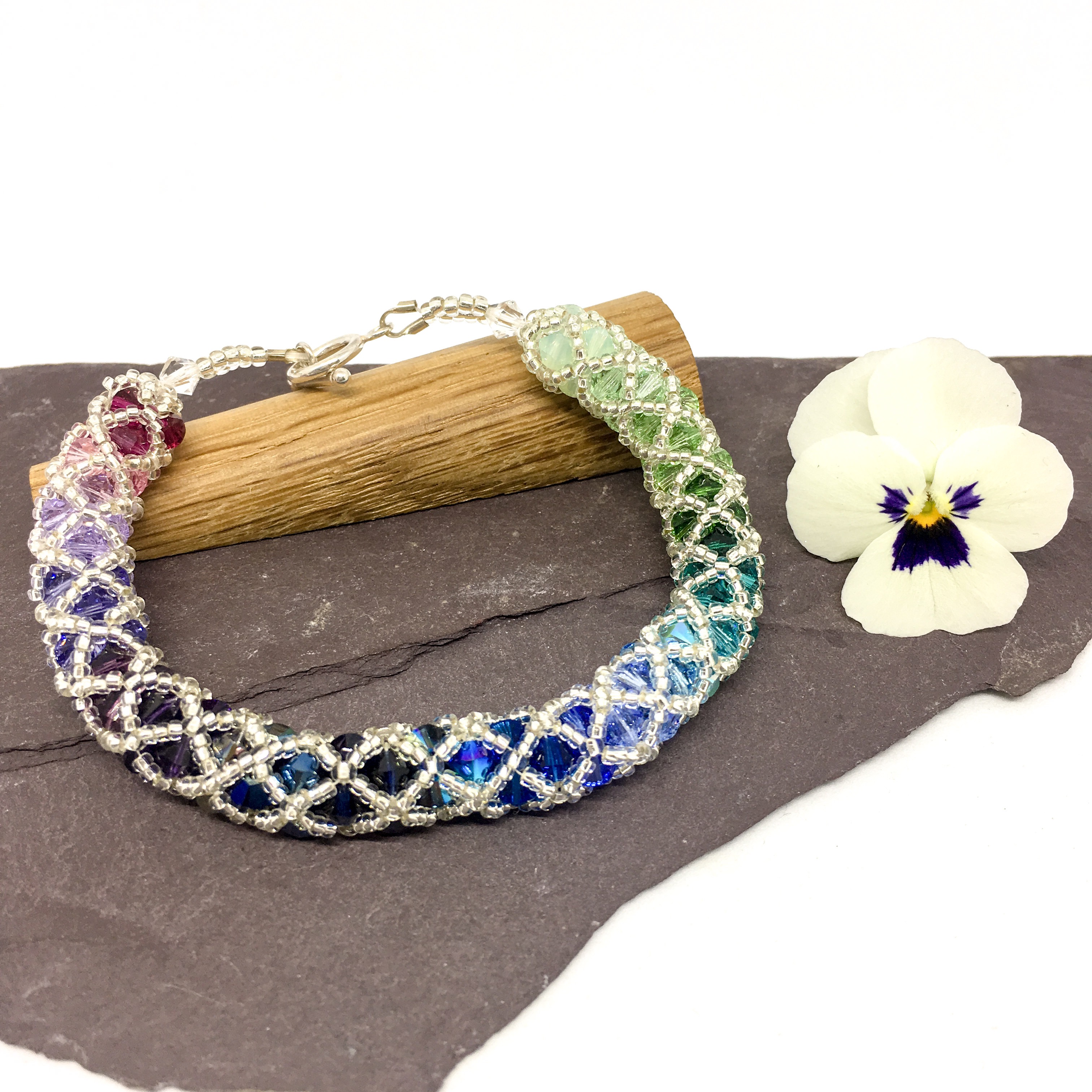 Mermaid Swarovski® bracelet, sterling silver clasp, statement bracelet