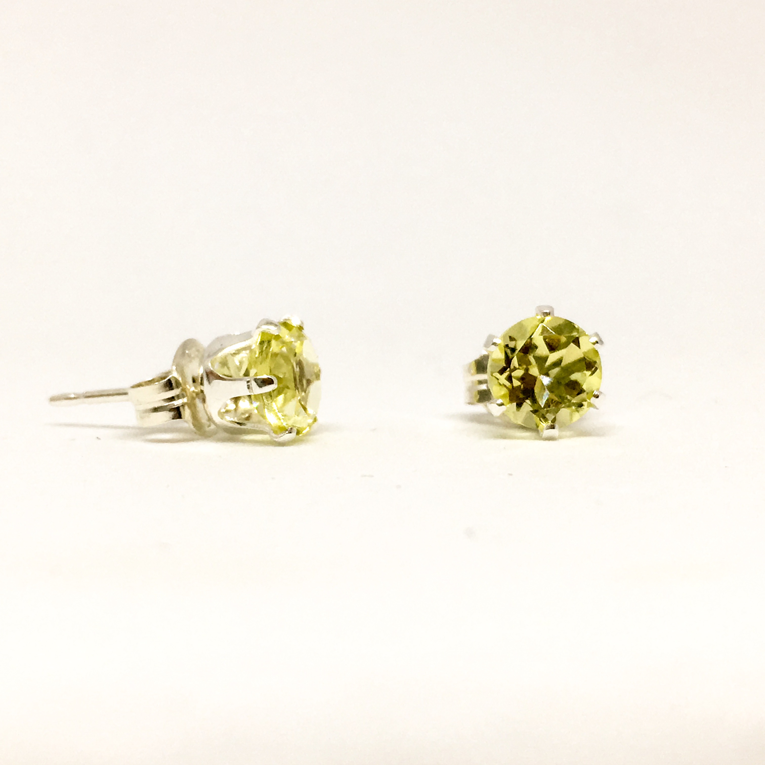 Lemon Quartz 5mm studs, gemstone stud earrings, sterling silver