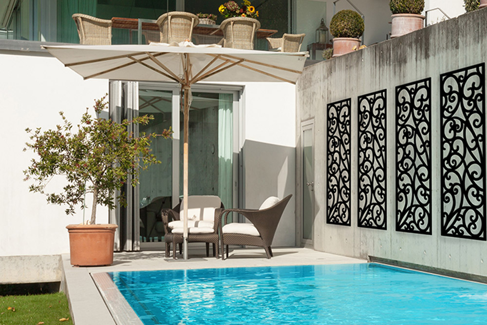 OUTDECO Matrix Wrought Iron Outdoor Privacy Screen Twisted Elements