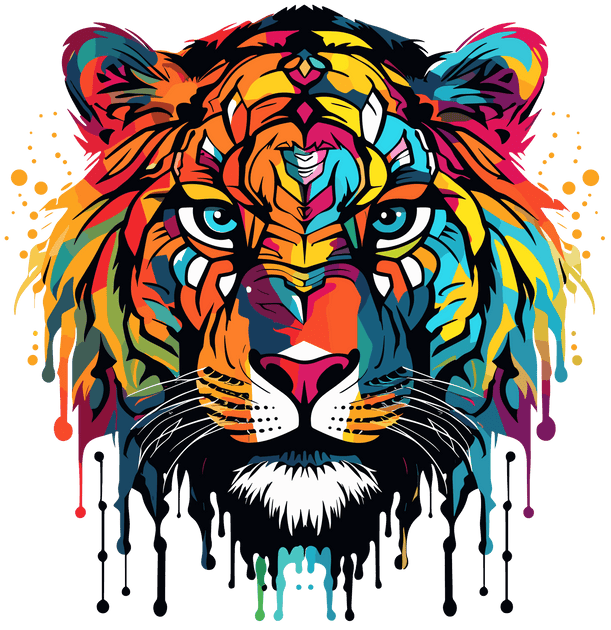 Colorful Tiger Color Drip DTF (directtofilm) Transfer Twisted Image