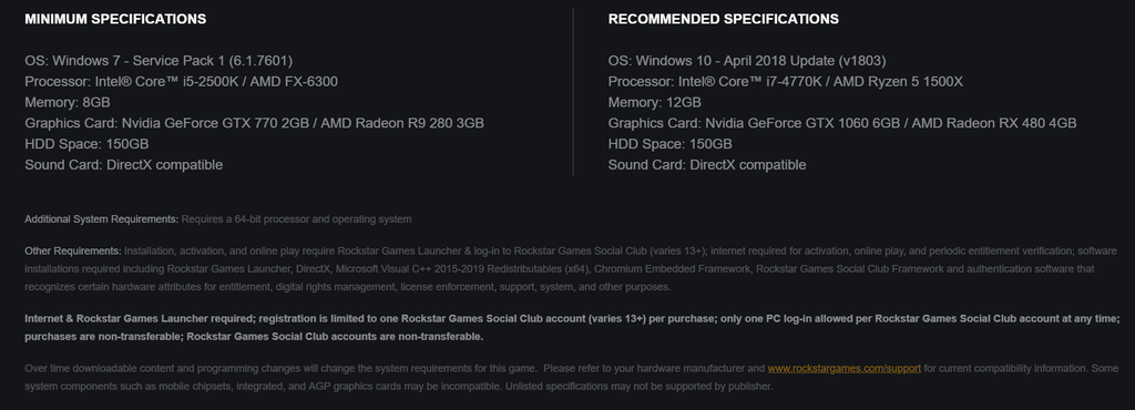 Red Dead Redemption 2 PC Specs Are Out, 150 GB HDD Space Needed