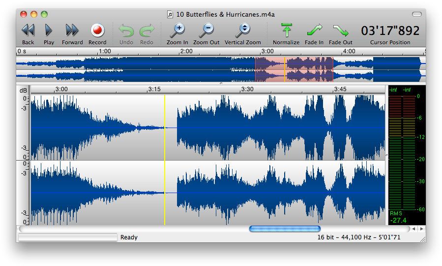 TwistedWave Lite, an audio editor for Mac