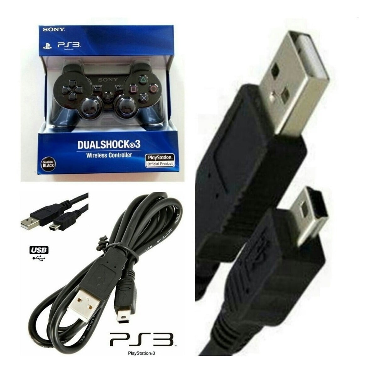 CABLE CARGADOR JOYSTICK PS3 USB MINI USB Twister Video Games