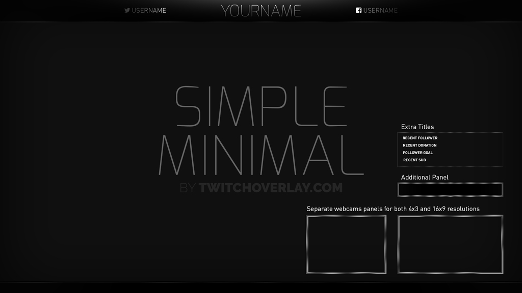Simple Minimal Overlay Black Twitch & Streamlabs OBS