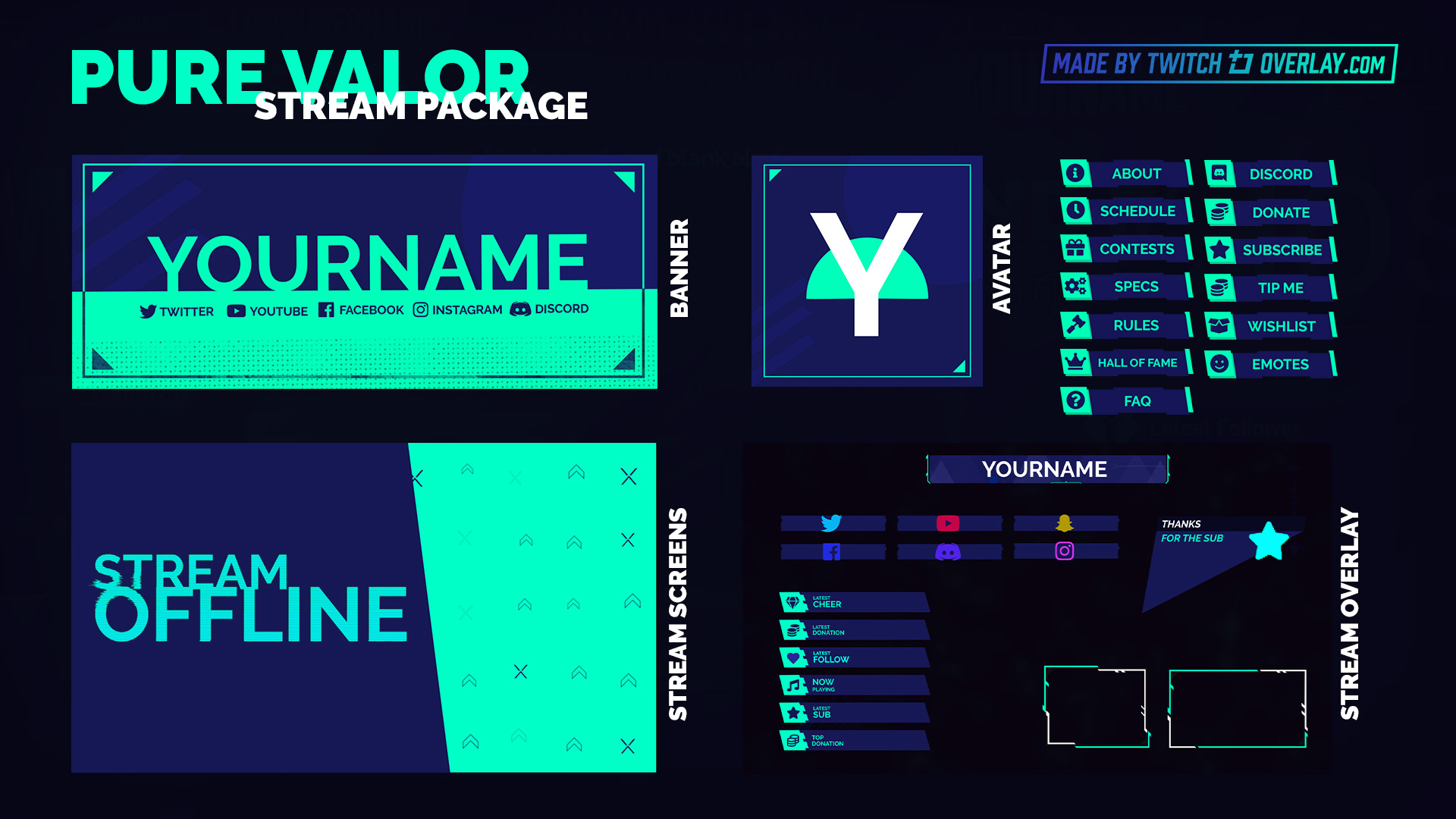 Pure Valor Green Valorant Stream Package for Twitch & OBS
