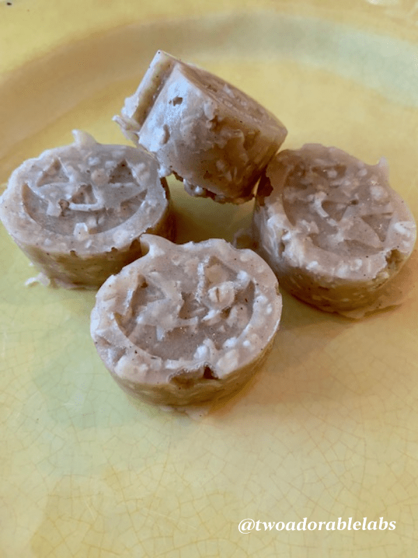 Frozen Applesauce Cinnamon Oat Treat Two Adorable Labs