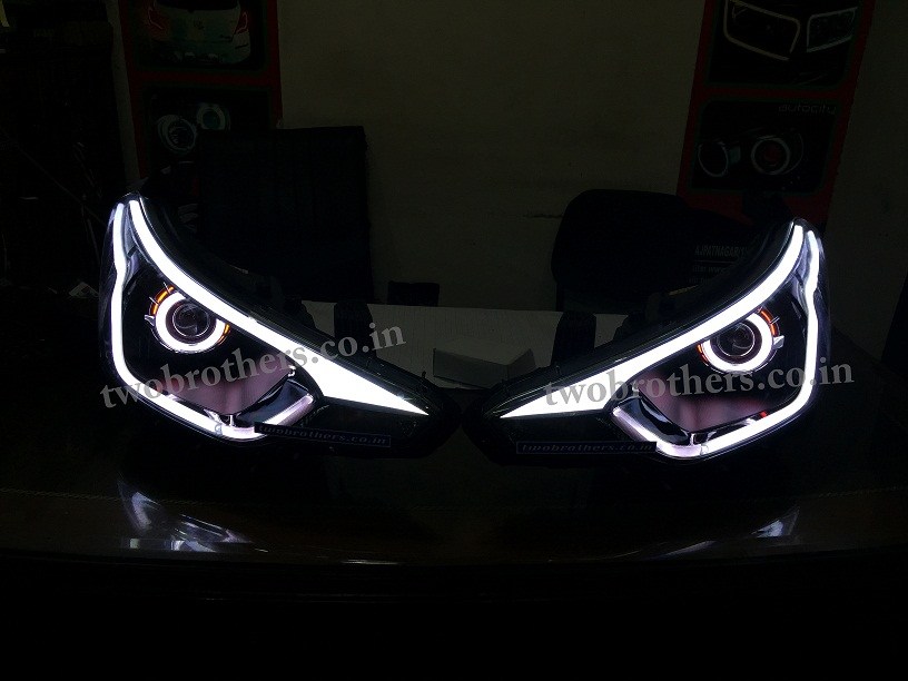 New ELITE I20 PROJECTOR HEADLIGHTS WITH EAGLE EYES WITH AUDI DRL Car