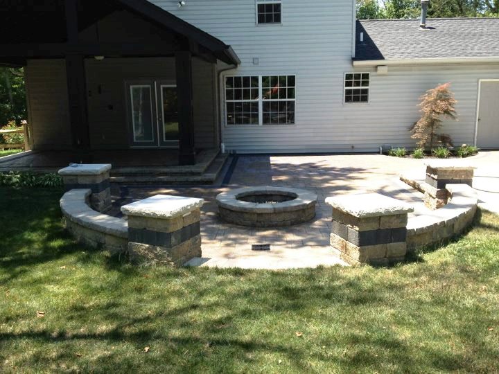 Butler Paver Patio Project with Patio Roof, Fire Pit and Seating Walls