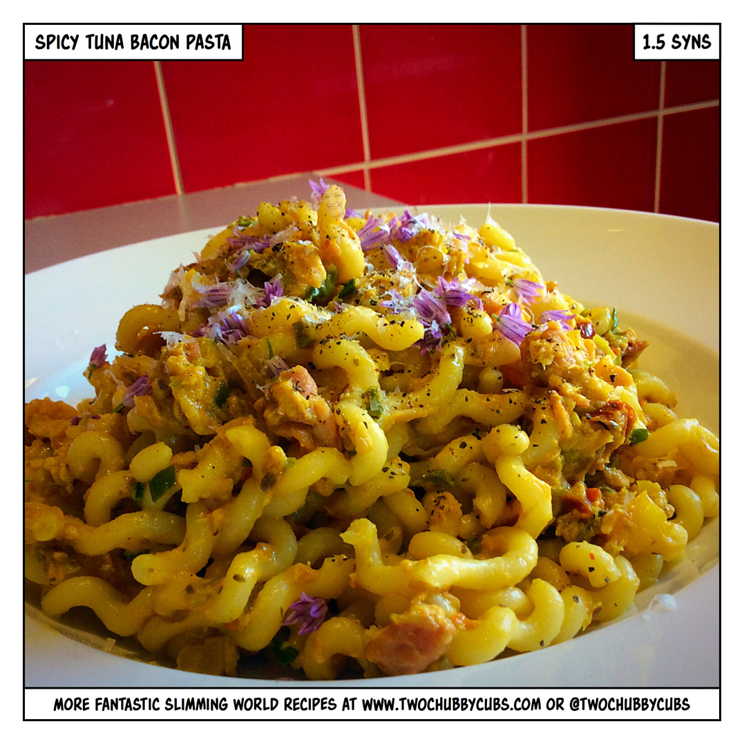 spicy tuna and bacon pasta