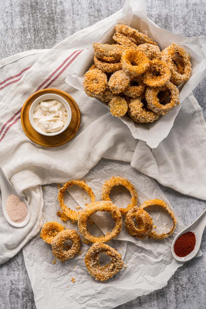 Crispy Vegan Air Fryer Onion Rings Recipe with GlutenFree Option!