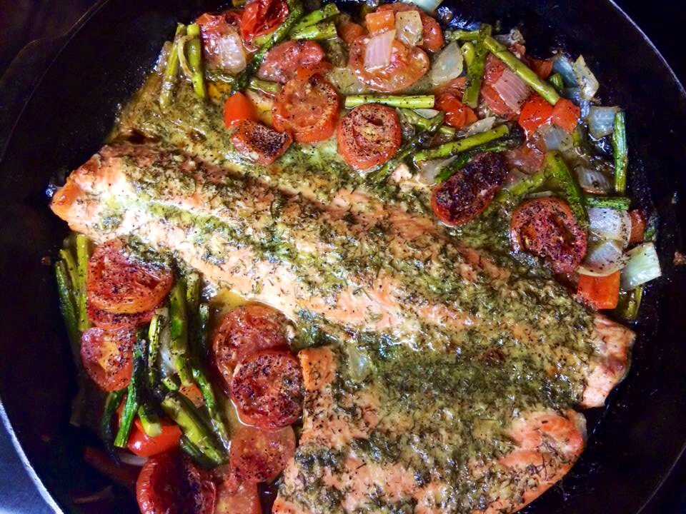 Steelhead Trout With Vegetables and Caribbean Rice Two Cousins and a