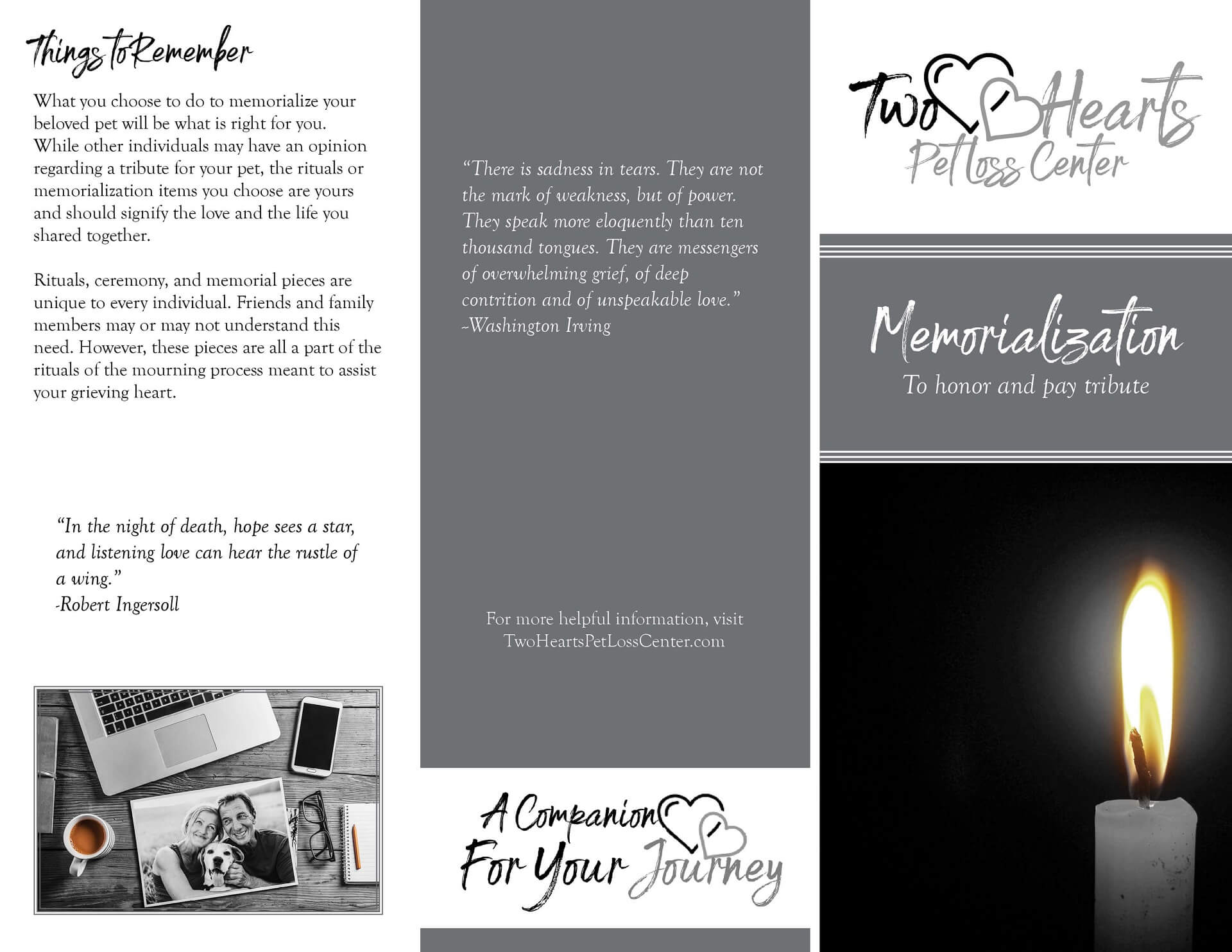 Pet Loss Brochures Two Hearts Pet Loss Center
