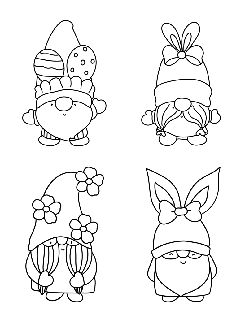 Fun Spring Gnomes Coloring Pages