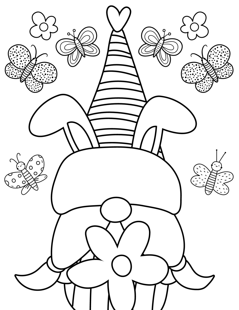 Fun Spring Gnomes Coloring Pages