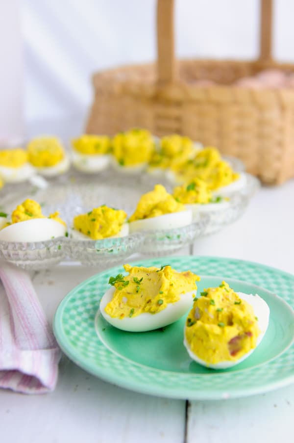 Bacon Blue Cheese Deviled Eggs ⋆ Two Lucky Spoons