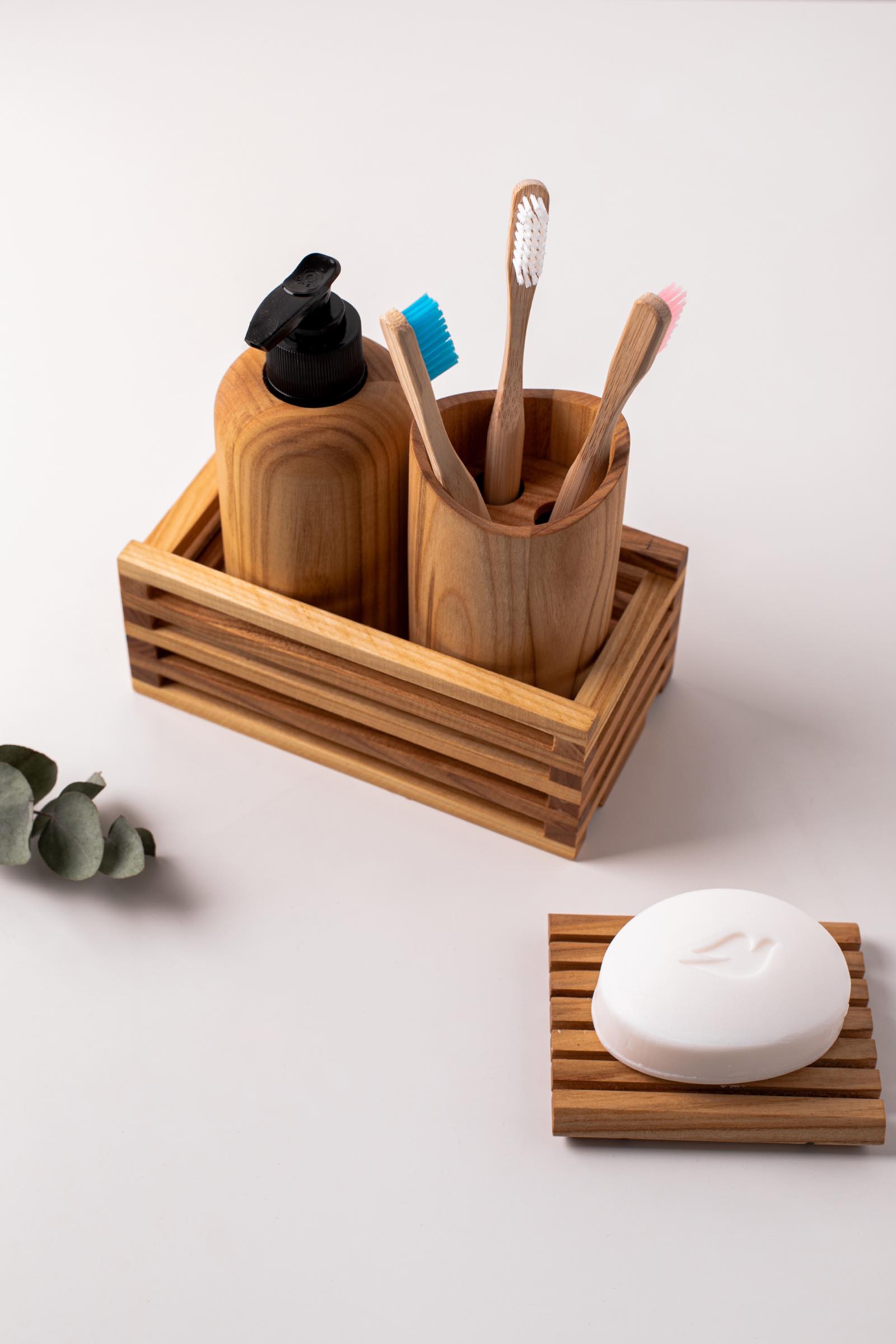 Wood bathroom organizer set Twonee