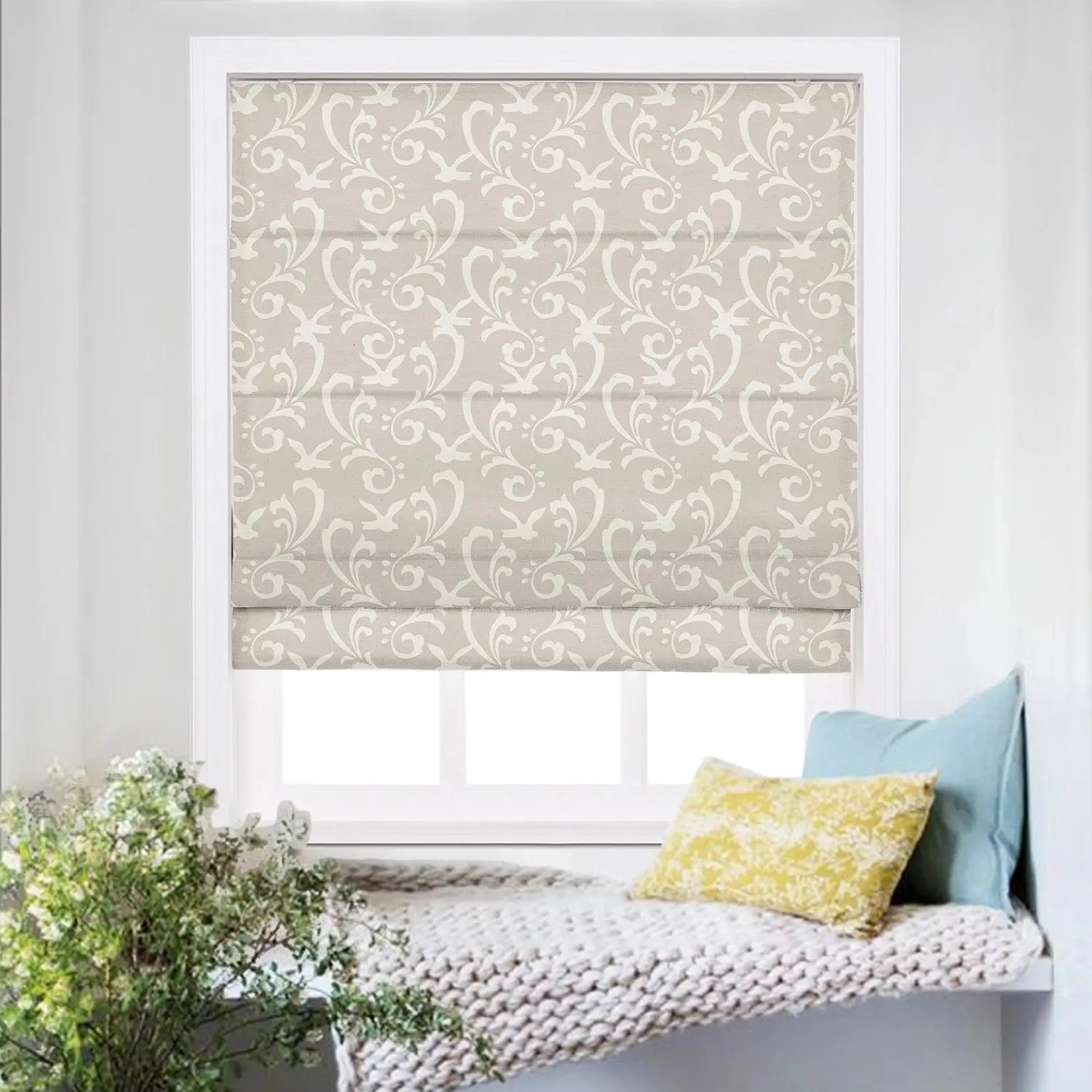 Roman Shade Cordless Linen Printed