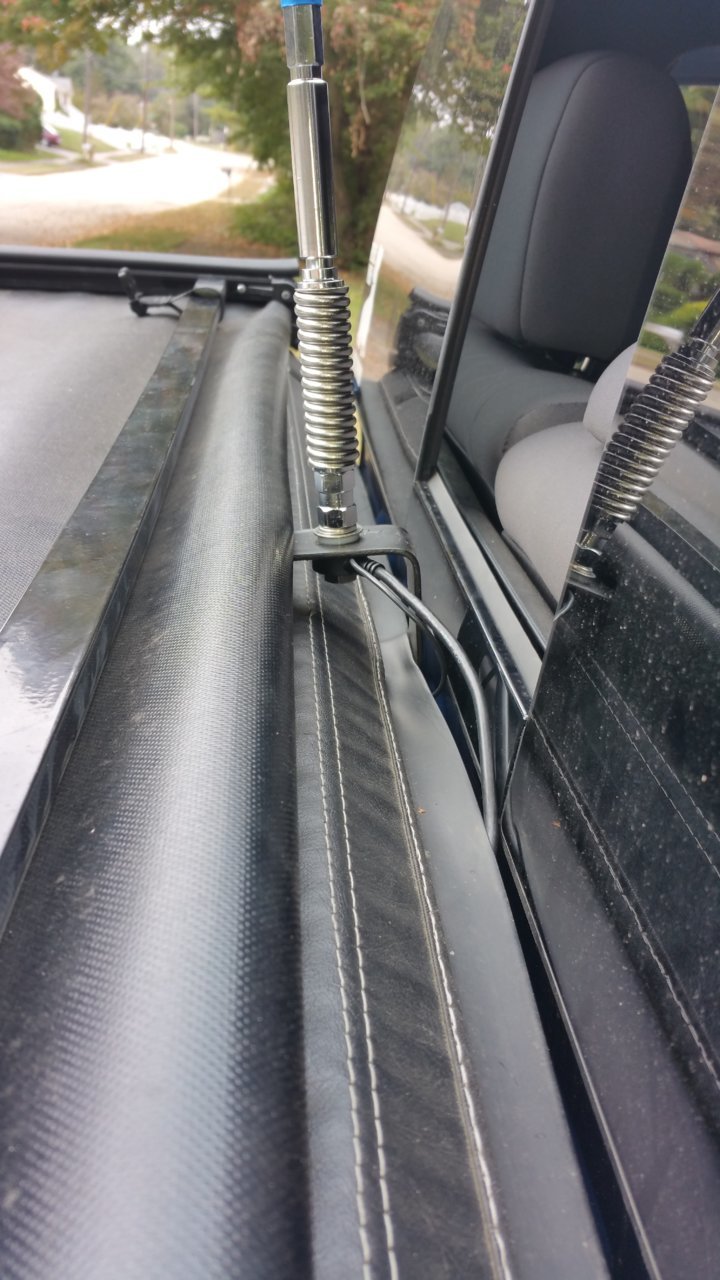 Ham radio antenna mount options w/ tonneau cover, not hood mounted