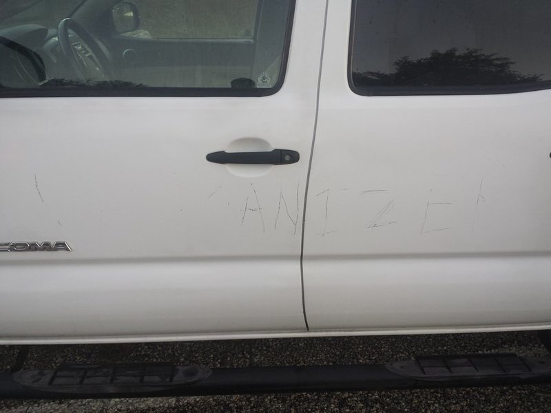 Truck painted with bed liner. World