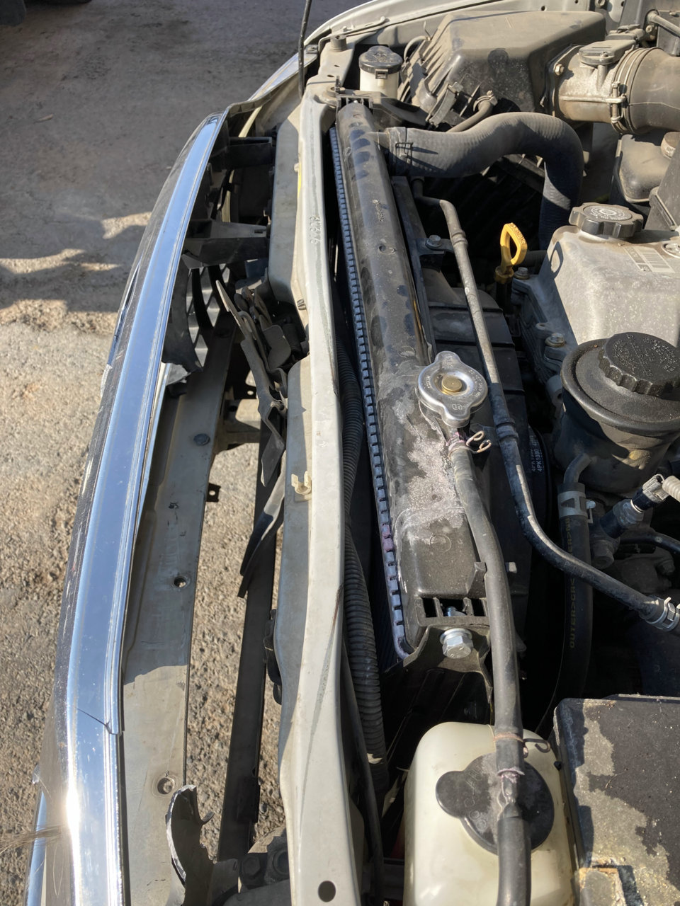 Bent Radiator Support From Deer Collision World