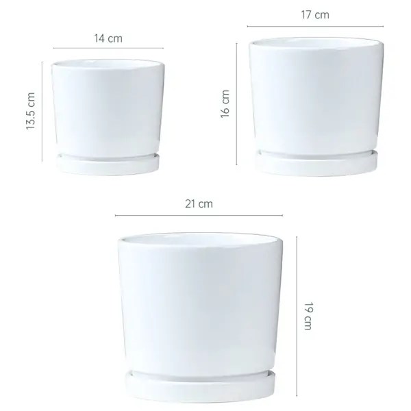Fancy White Ceramic Glazed Plant Pots with Tray Wholesale flower pots