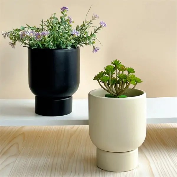 Wholesale 6" Black Modern Pottery Flower Pots for Indoor Plants