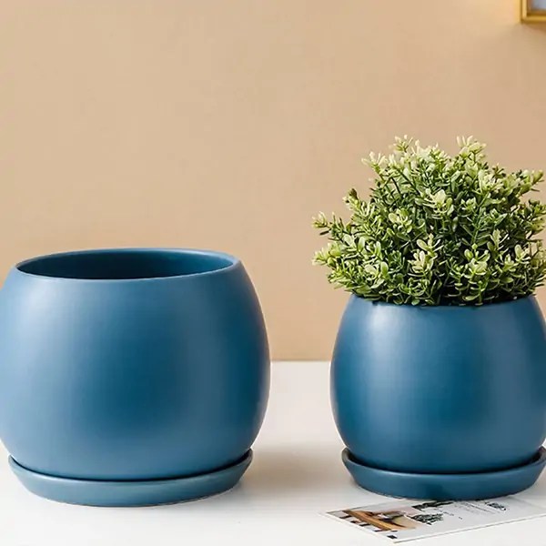 Vibrant Yellow Ceramic Flower Pot Available in Multiple Colors