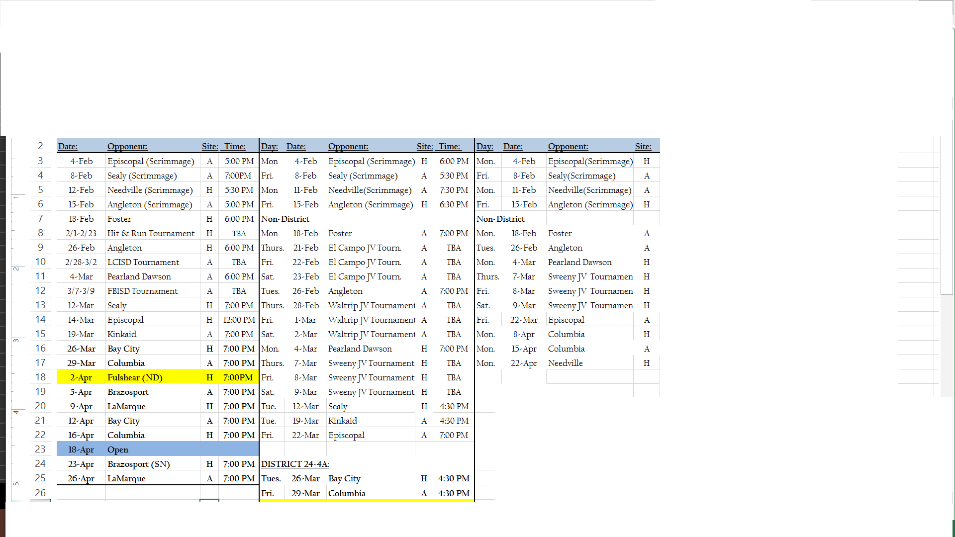 244A Texas Highschool Baseball