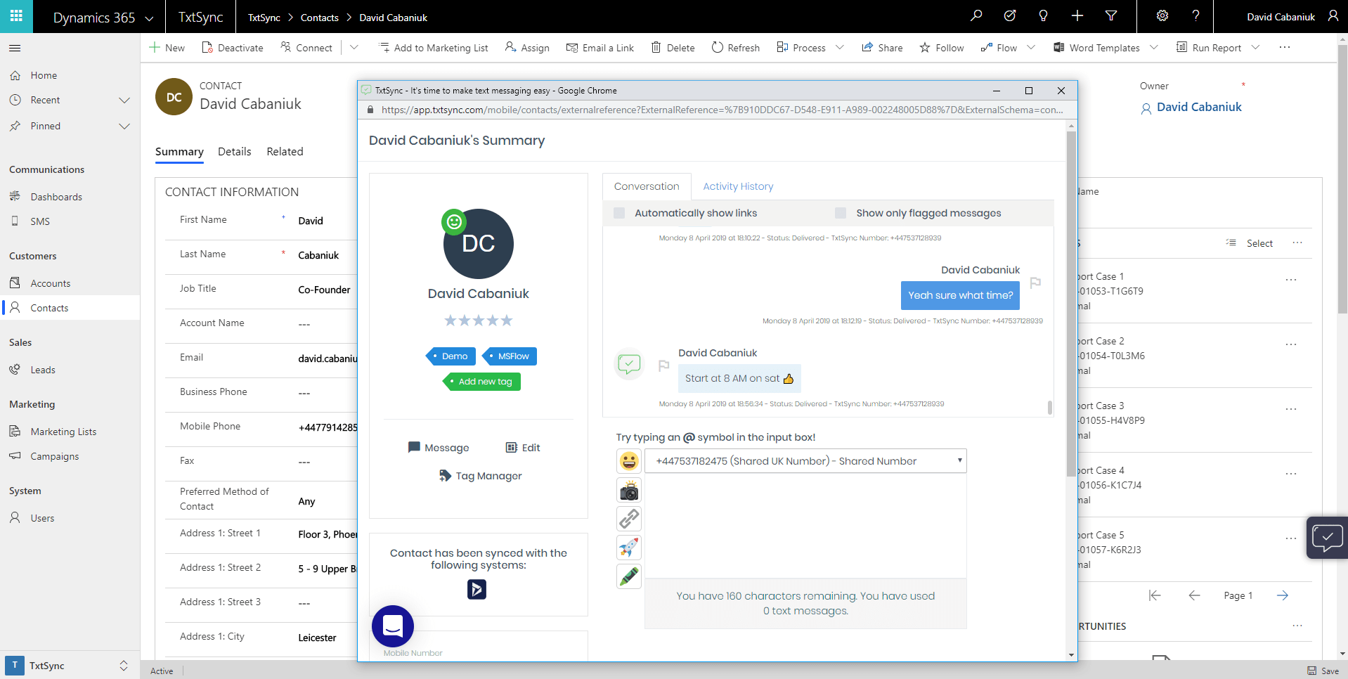 Microsoft Dynamics SMS Integration TxtSync