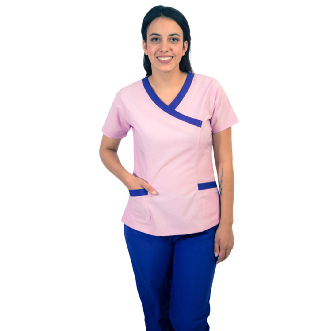 Uniforme médico con vivos cruzados Confección profesional de uniformes