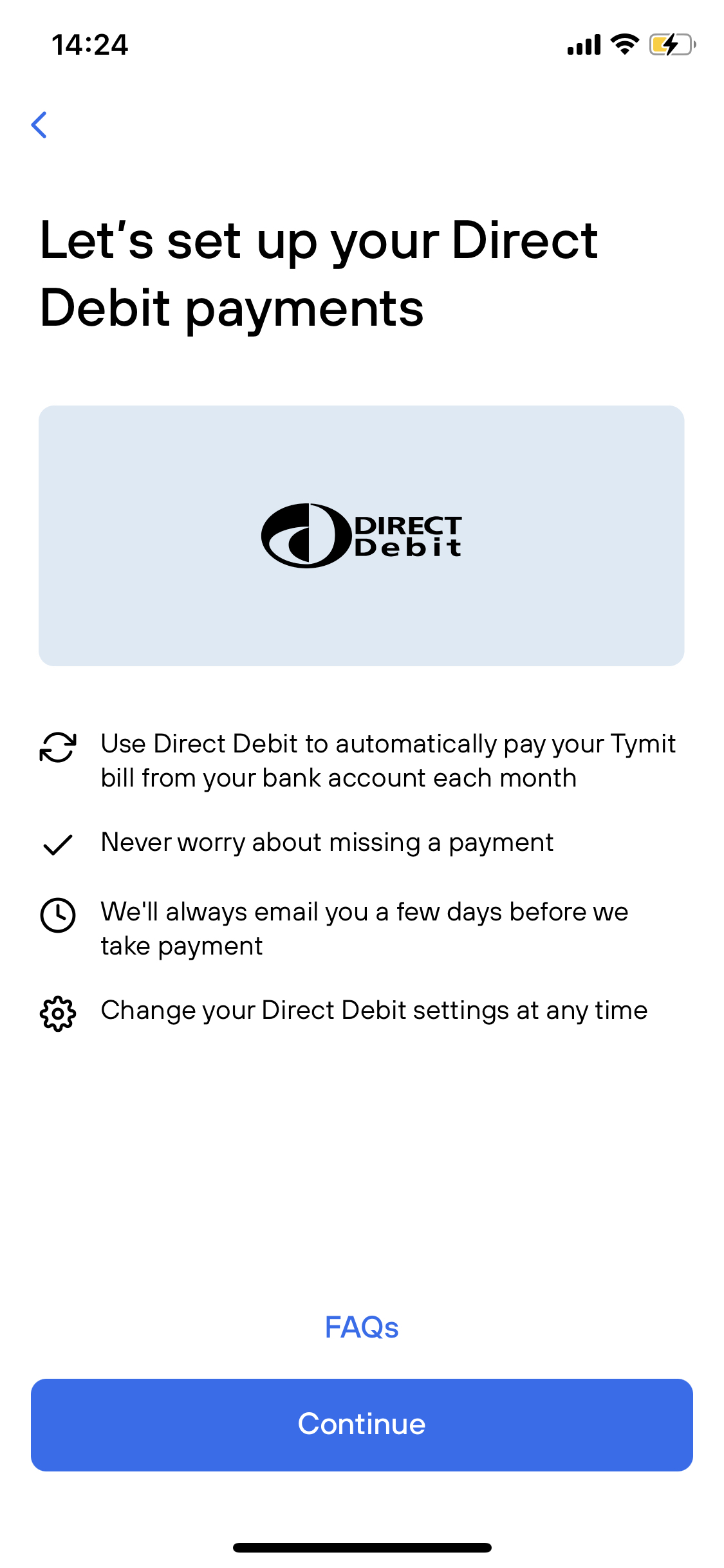Setting up Direct Debit Tymit